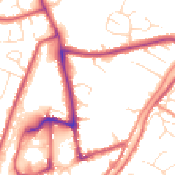 Daytime road noise heatmap for PE11 1QS