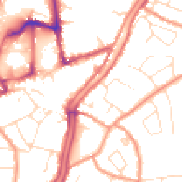 Daytime road noise heatmap for PE11 1TW
