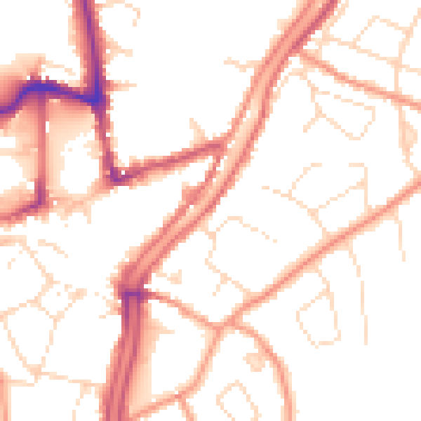 Daytime road noise heatmap for PE11 1UG
