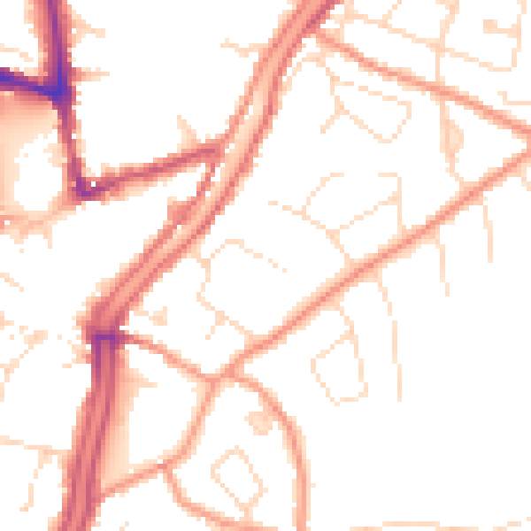 Daytime road noise heatmap for PE11 1UN