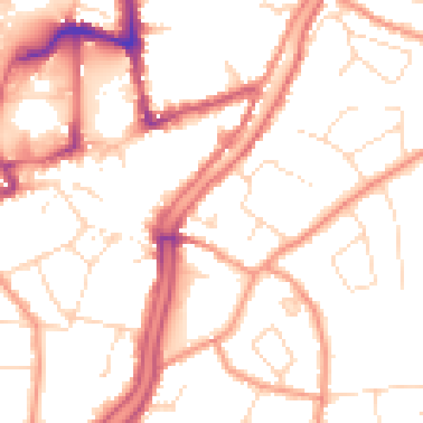 Daytime road noise heatmap for PE11 1XP
