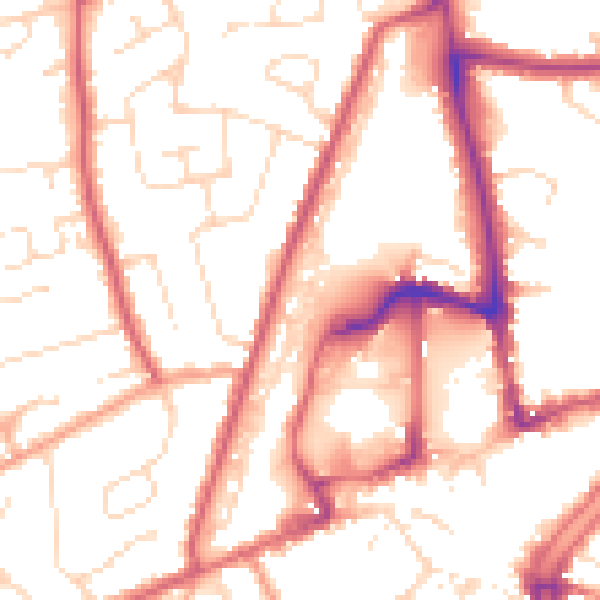 Daytime road noise heatmap for PE11 1YE