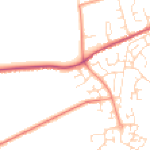 Daytime road noise heatmap for PE11 1YS