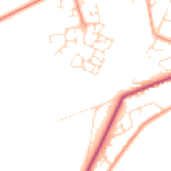 Daytime road noise heatmap for PE11 1ZE