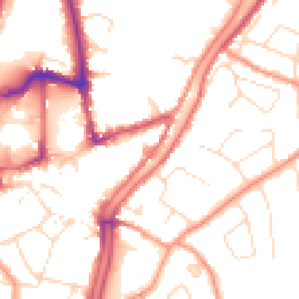 Daytime road noise heatmap for PE11 2AA