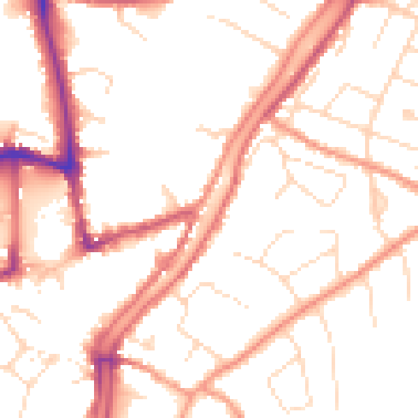 Daytime road noise heatmap for PE11 2BF