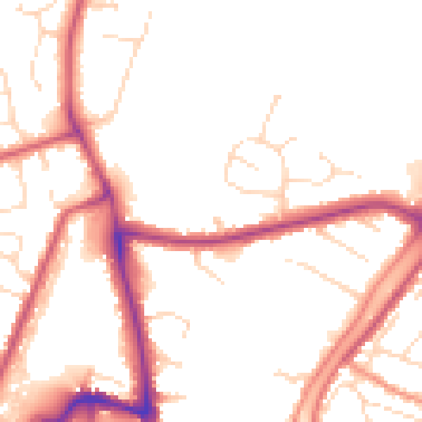 Daytime road noise heatmap for PE11 2BW