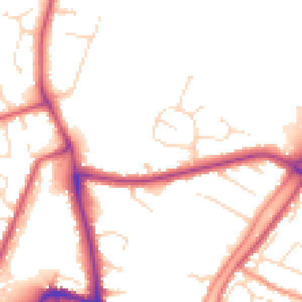Daytime road noise heatmap for PE11 2BX