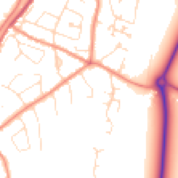 Daytime road noise heatmap for PE11 2EN