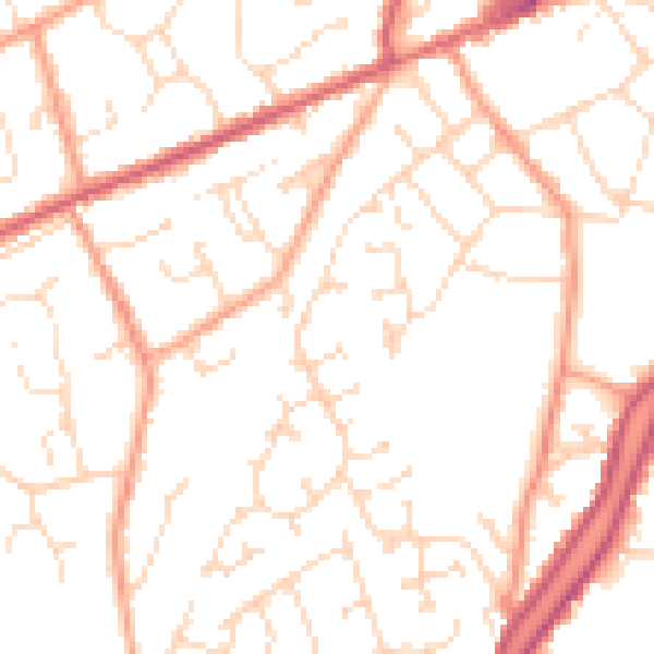 Daytime road noise heatmap for PE11 2GS