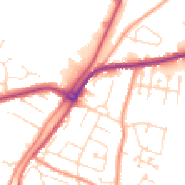 Daytime road noise heatmap for PE11 2HH