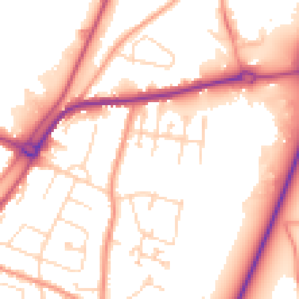 Daytime road noise heatmap for PE11 2JG
