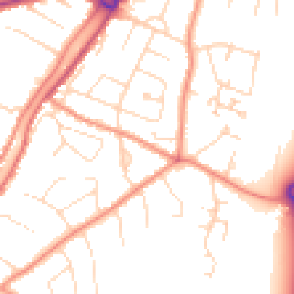 Daytime road noise heatmap for PE11 2LF