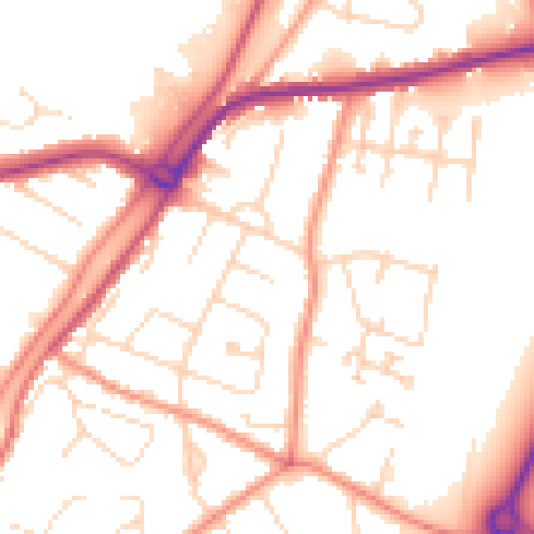 Daytime road noise heatmap for PE11 2LS