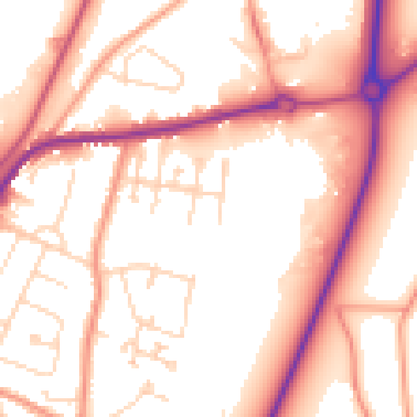 Daytime road noise heatmap for PE11 2NL