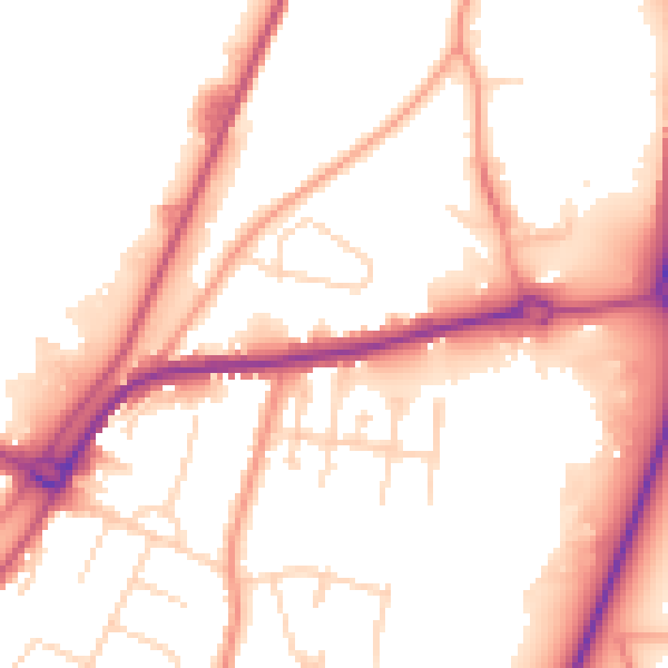 Daytime road noise heatmap for PE11 2NR