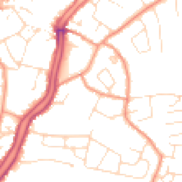 Daytime road noise heatmap for PE11 2QA