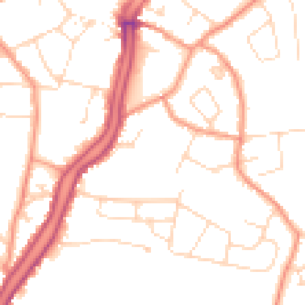 Daytime road noise heatmap for PE11 2QB