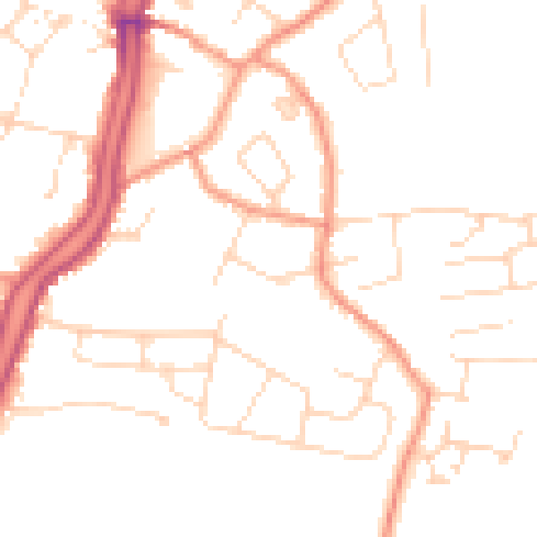 Daytime road noise heatmap for PE11 2QF