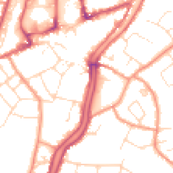 Daytime road noise heatmap for PE11 2TA