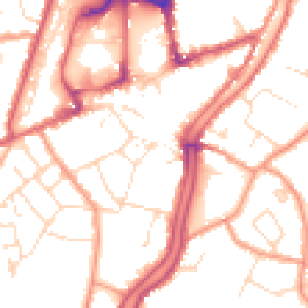 Daytime road noise heatmap for PE11 2XG