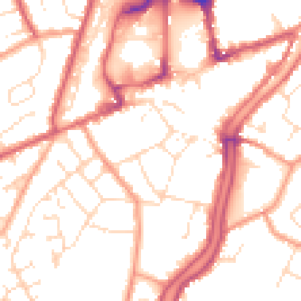 Daytime road noise heatmap for PE11 2XL