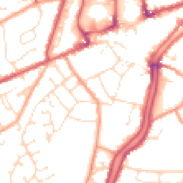Daytime road noise heatmap for PE11 2XT