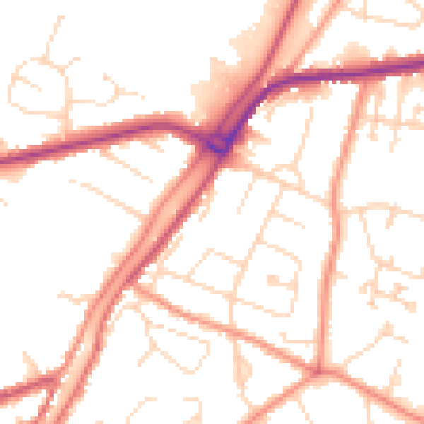 Daytime road noise heatmap for PE11 2YT