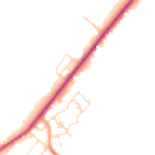 Daytime road noise heatmap for PE11 3AE