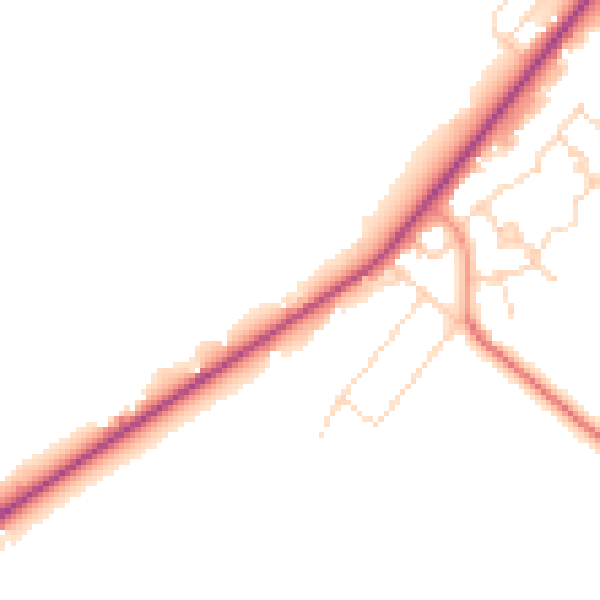 Daytime road noise heatmap for PE11 3DF