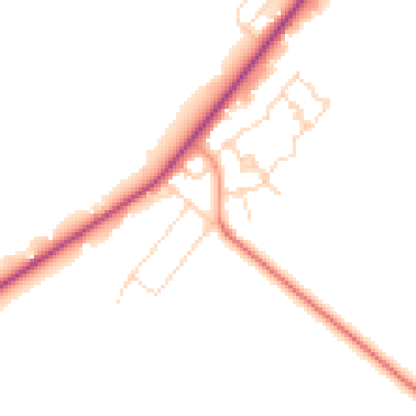 Daytime road noise heatmap for PE11 3DU