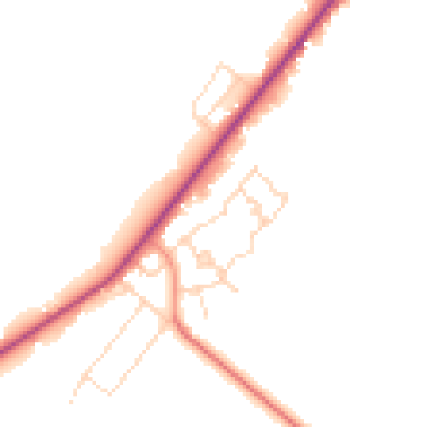 Daytime road noise heatmap for PE11 3EJ