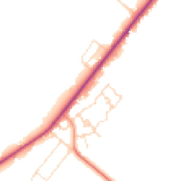 Daytime road noise heatmap for PE11 3EL