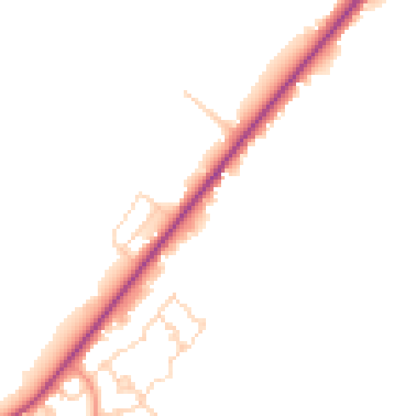 Daytime road noise heatmap for PE11 3EN