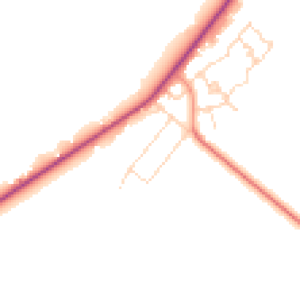 Daytime road noise heatmap for PE11 3EP