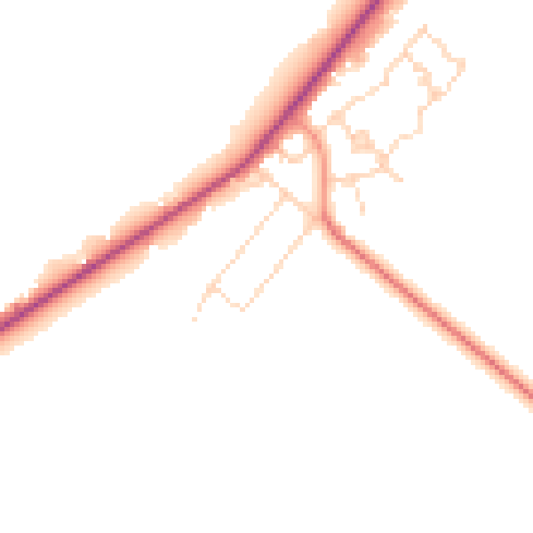 Daytime road noise heatmap for PE11 3ER