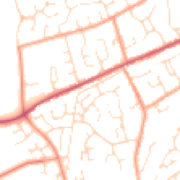 Daytime road noise heatmap for PE11 3FB