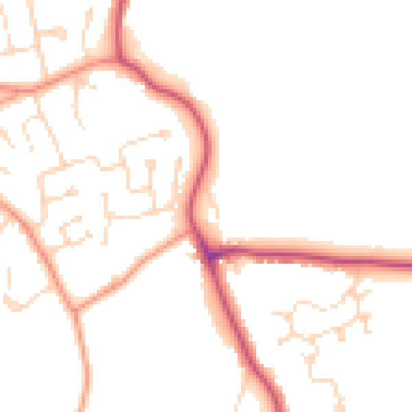 Daytime road noise heatmap for PE11 3GR