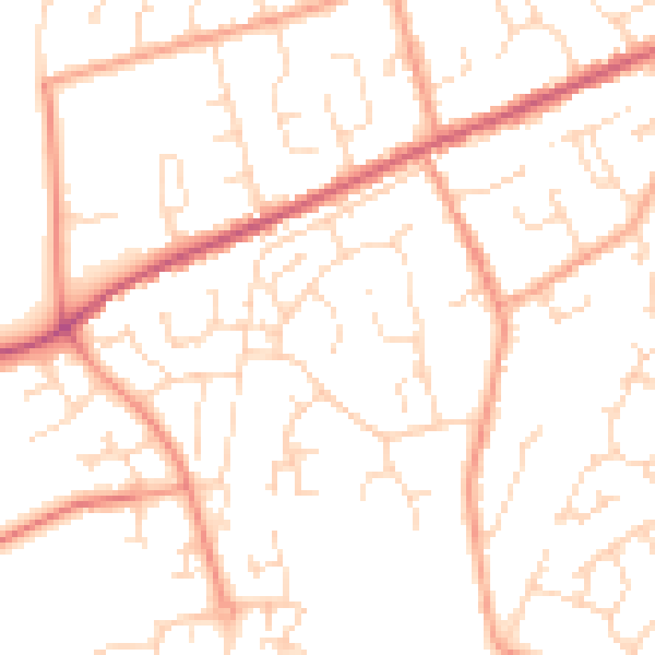 Daytime road noise heatmap for PE11 3HB