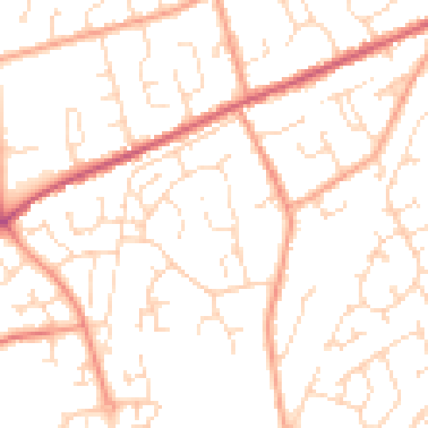 Daytime road noise heatmap for PE11 3HY