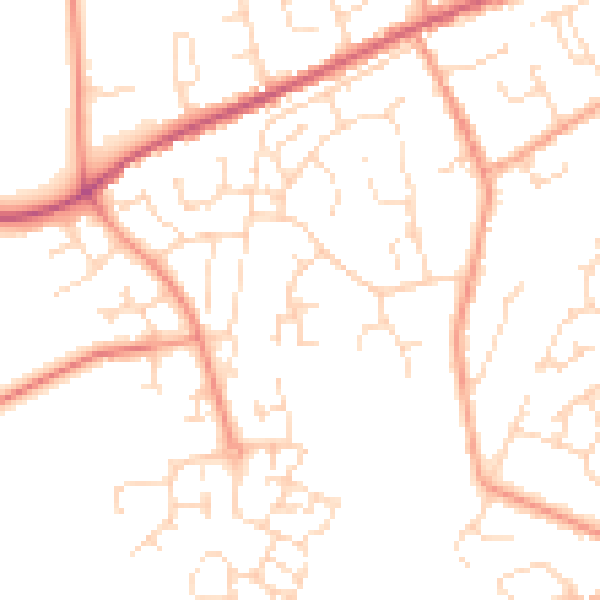 Daytime road noise heatmap for PE11 3JD