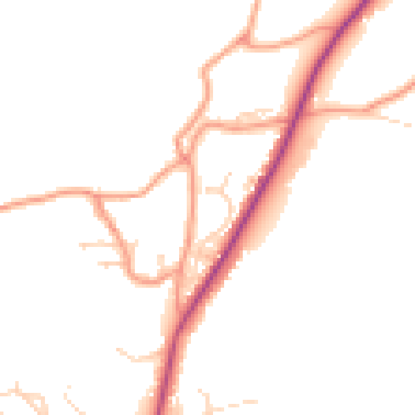 Daytime road noise heatmap for PE11 3JR