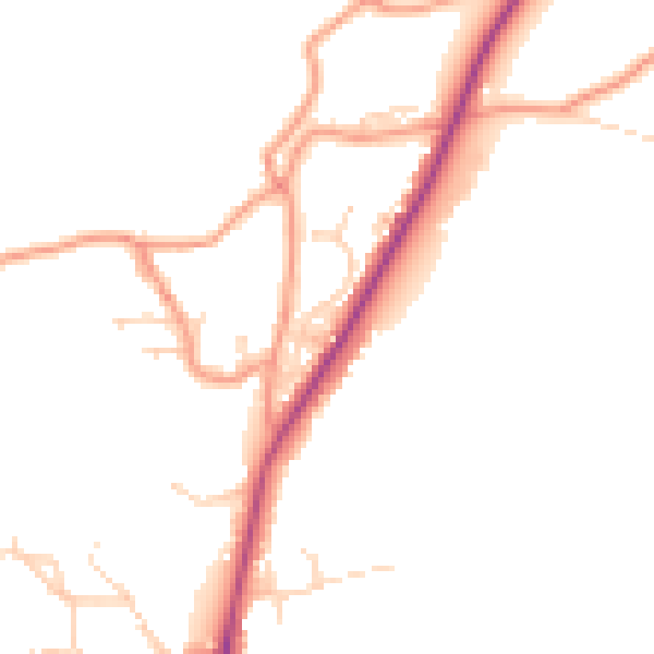 Daytime road noise heatmap for PE11 3JS