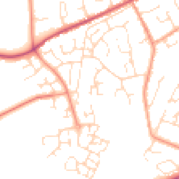 Daytime road noise heatmap for PE11 3LT