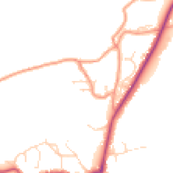 Daytime road noise heatmap for PE11 3NS