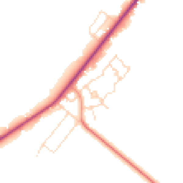 Daytime road noise heatmap for PE11 3SZ