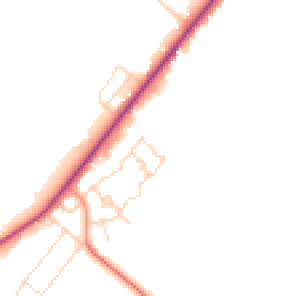 Daytime road noise heatmap for PE11 3TH