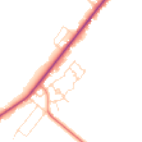 Daytime road noise heatmap for PE11 3TL