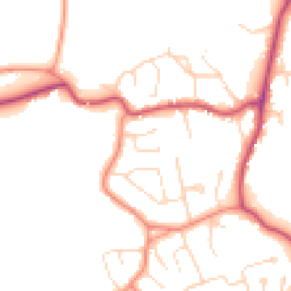 Daytime road noise heatmap for PE11 3TN