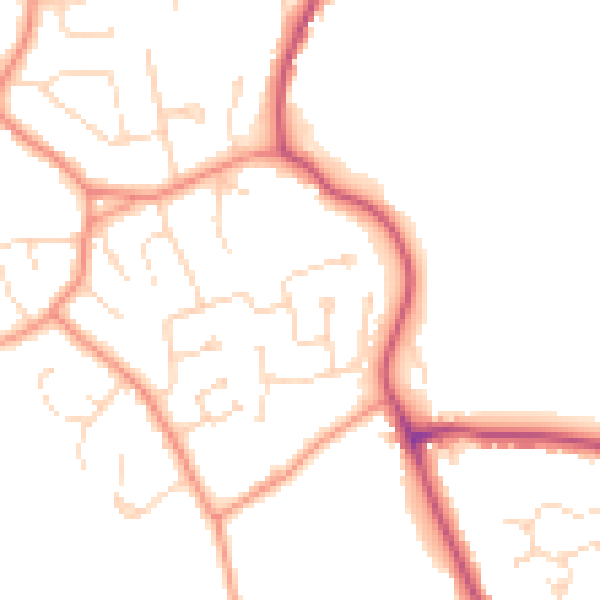 Daytime road noise heatmap for PE11 3TR